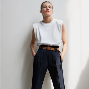 Zara black pants with raffia belts